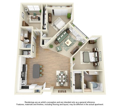 C2 Floor Plan at Villas at Katy Trail Apartments, Dallas, TX, 75201